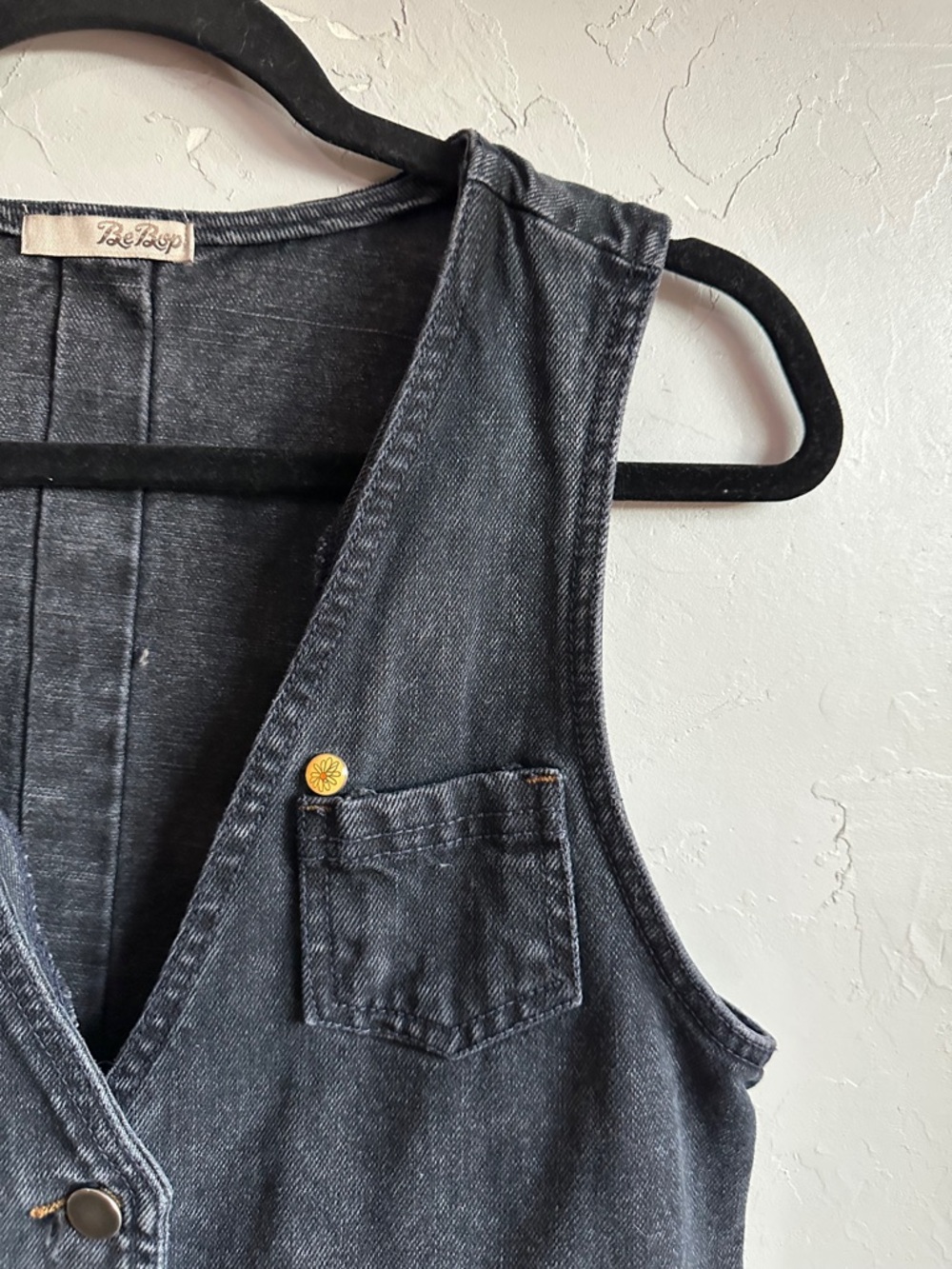 BeBop Black Washed Denim Vest - Picture 3 of 10